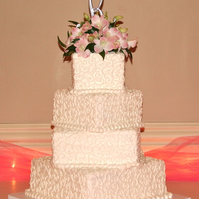 Wedding Cake With Fresh Orchids