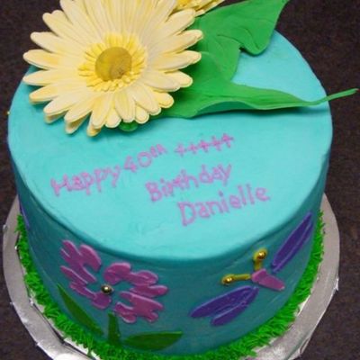 Gerbera Daisy Garden Stencil Birthday Cake