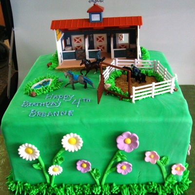 Horse Stable Birthday Cake