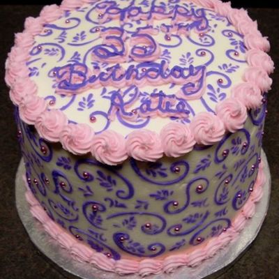Purple And Pink 35Th Birthday Stencil Cake