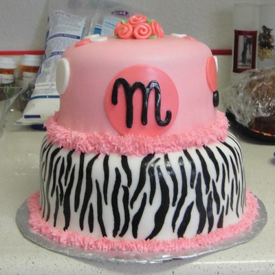 Pink & Zebra Birthday Cake