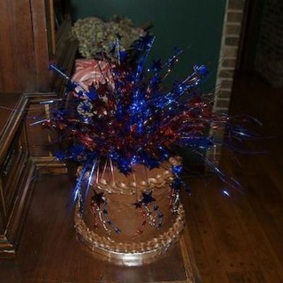 4Rth Of July Bright Foil Stars Fireworks Birthday/patriotic Cake