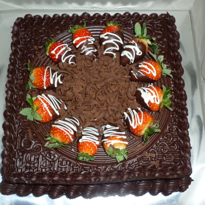 Moist Chocolate Cake With Strawberry Topping