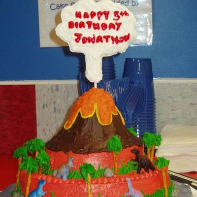 Dinosaur Volcano Cake
