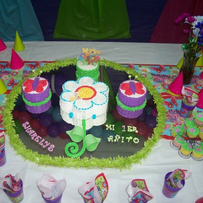 Flower Cake, Butterflies And Gumpaste Flowers