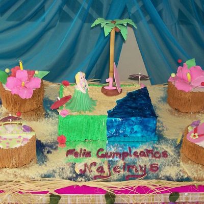 Hawaiian First Birtday Cake