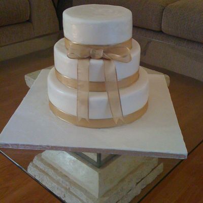 White & Gold Engagement Cake