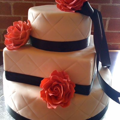 Black White Cake With Red Roses