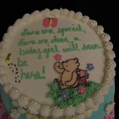 Top Of Classic Pooh Baby Shower Cake