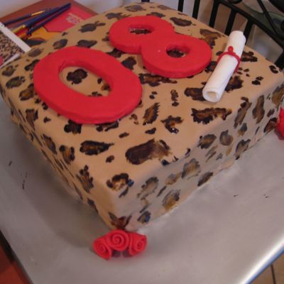 Leopard Print Graduation Cake