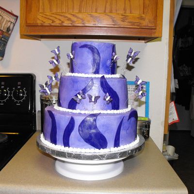Purple Butterfly Wedding Cake
