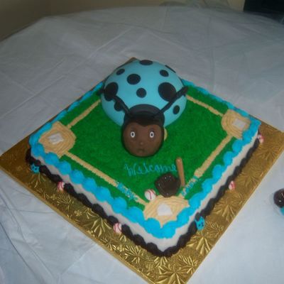 Ladybug Baby Baseball Theme Baby Shower Cake