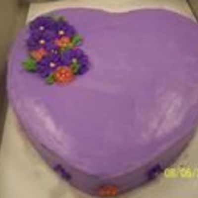 Purple Heart Cake W/flowers