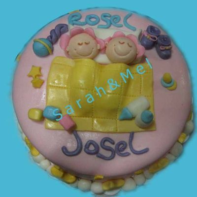 Twins Baby Shower Cake
