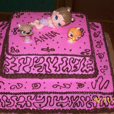 Pink And Brown Baby Shower Cake