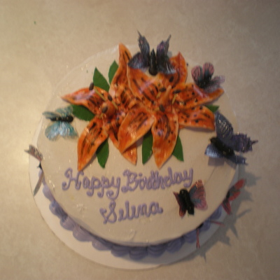 Tiger Lily And Butterfly Birthday Cake