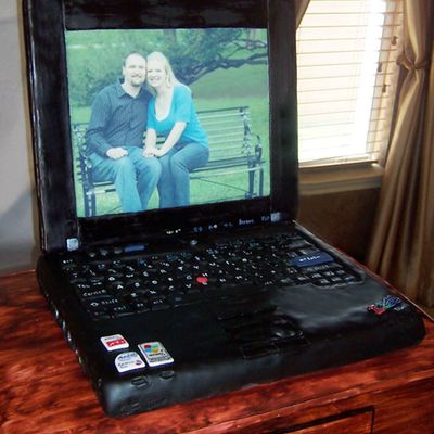 Laptop On Desk Grooms Cake