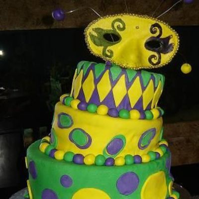 Mardi Gras Mask Cake