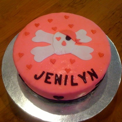 Sugar Skull Pink Black Cake