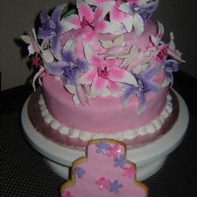 Here Is The Wedding Cake With The Cookie I Made To Match