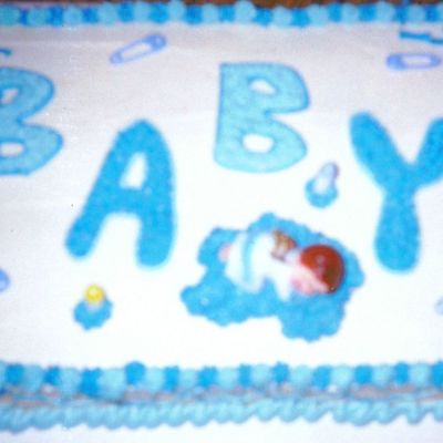 Baby Shower Baby Angel On A Cloud With Diaper Pins And Baby Bottles