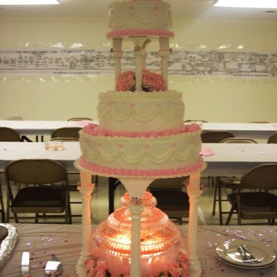 3 Tier Roses And Swags Wedding Cake