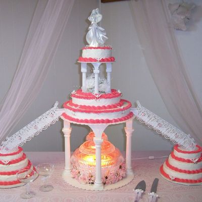 Doves & Wedding Bands: 3 Tier With Fountain ...stairs On Each Side Going To 3 Layer Cakes