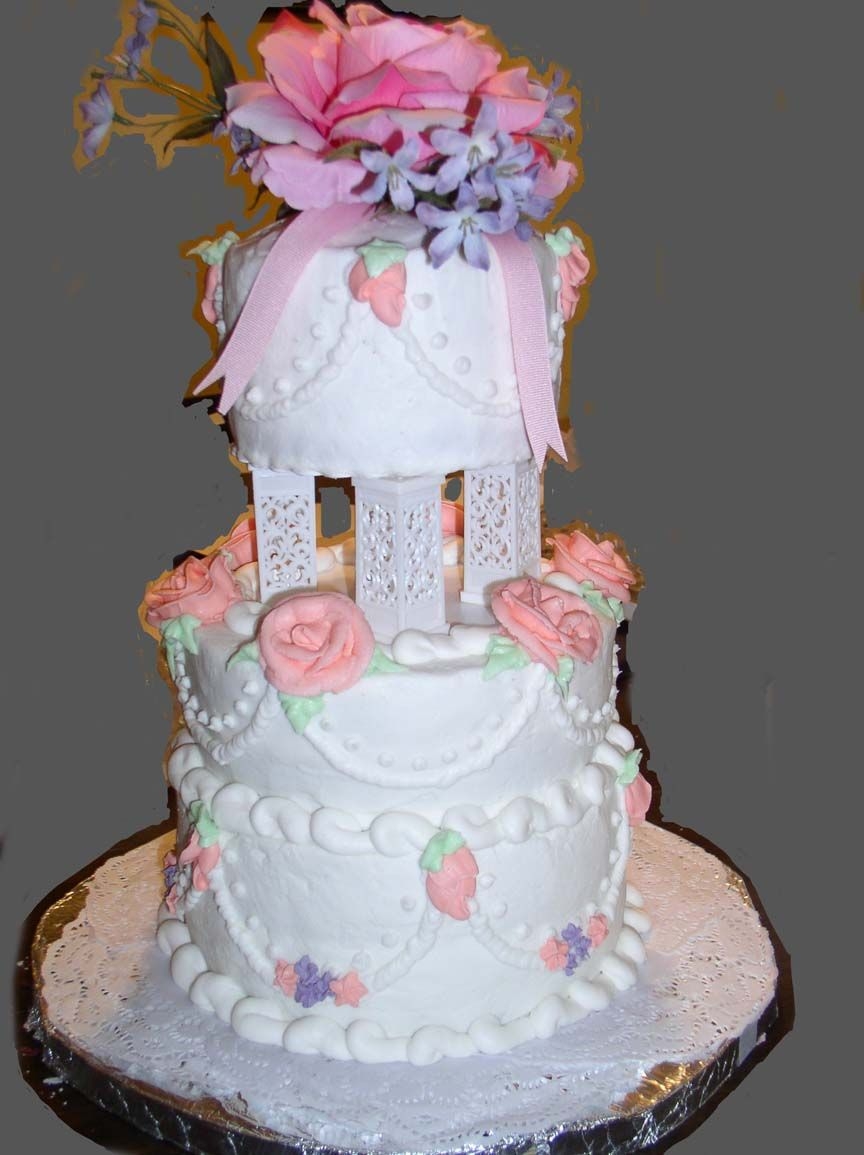 Pink Buttercream Roses And Royal Icing Drop Flowers