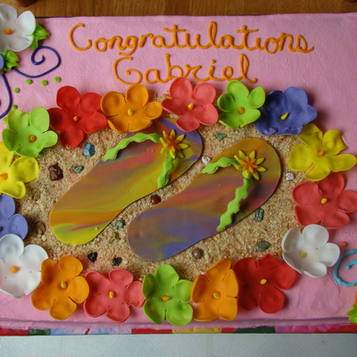 Hawaiian Themed Graduation Cake