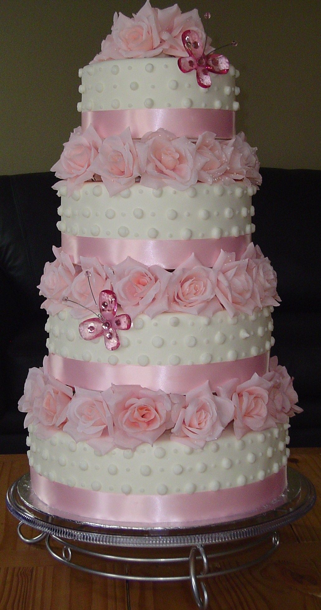 Pink Rose Wedding Cake