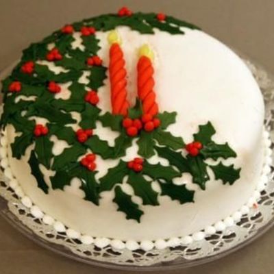 Christmas Candles And Holly