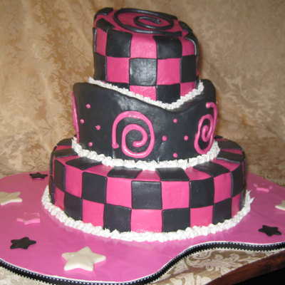 Black And Pink Birthday Cake