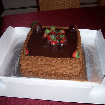 Basket With Chocolate Covered Strawberries.