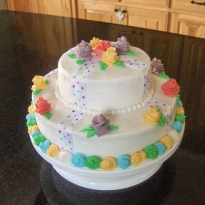 White Ribbon Spring Cake