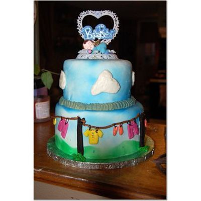 Clothesline Cake For Baby Shower