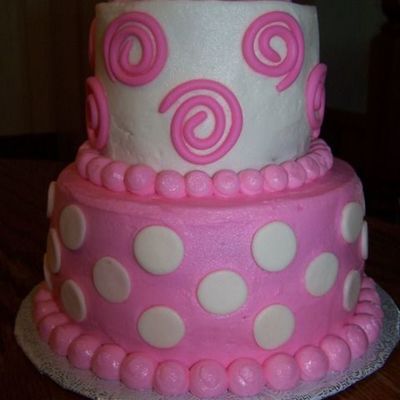Pink & White Swirl Birthday Cake