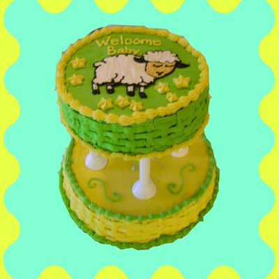 Lamb Theme Baby Shower Cake