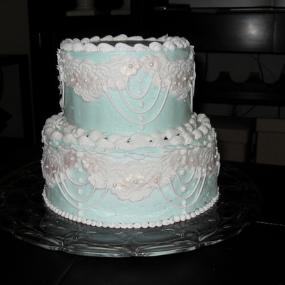 Robins Egg Blue With Lace Detail & Stringwork