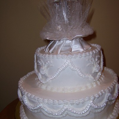Wedding Cake With Glass Cross Topper