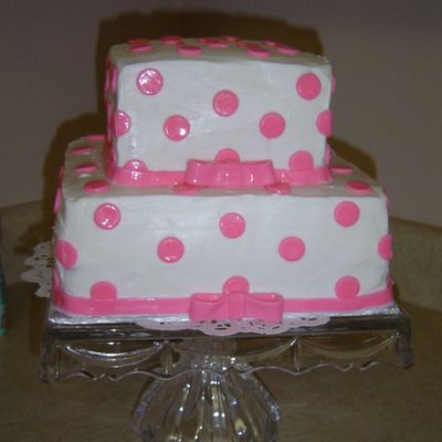 2 Layer Polka Dot Pink Cake