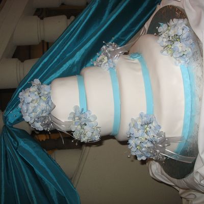 Blue With Fresh Hydrangas.