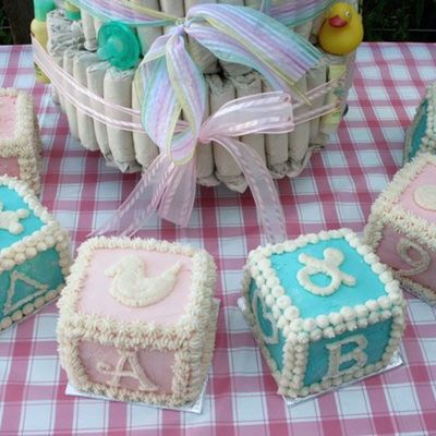 Pink & Blue Baby Blocks Cakes