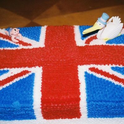 British Flag With Stork And Baby