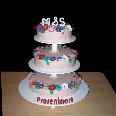 Pale Pink Wedding Cake With Flowers