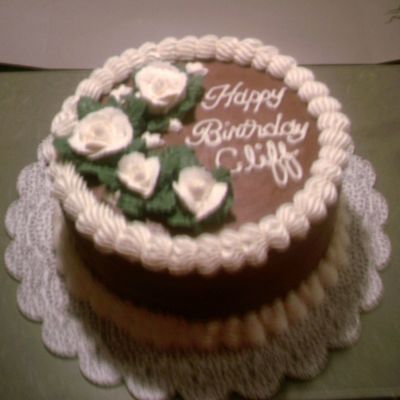 Triple Chocolate Fudge Cake W/ Cherry Filling And Chocolate And White Buttercream Frosting