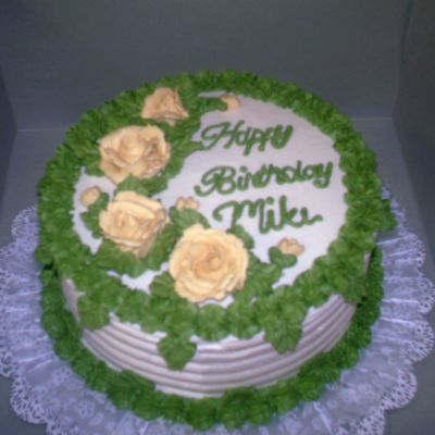 Ivory Roses With Green Border