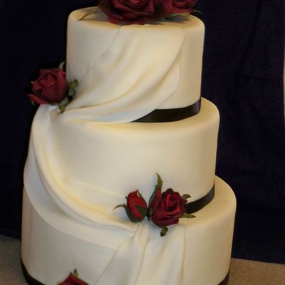 Ribbon, Drapes And Roses