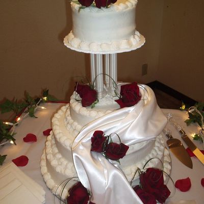 Fresh Roses And Satin Drape