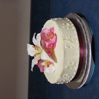 Burgandy And Cream Bridal Shower Cake