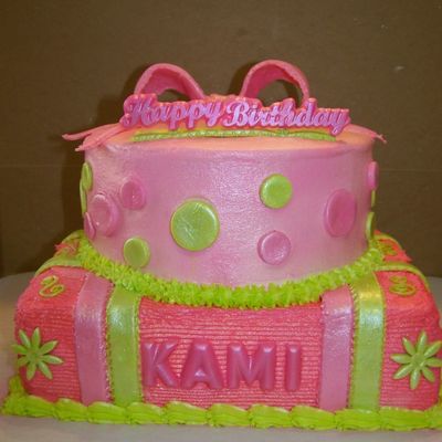 Hot Pink &lime Green Cake